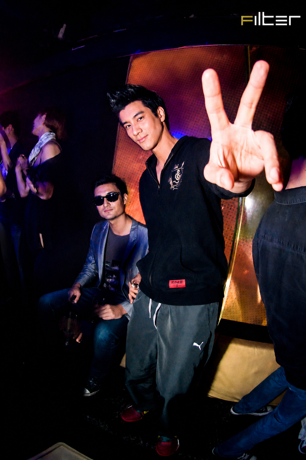 John Langan with Wang Leehom at Filter Members Club, Singapore.