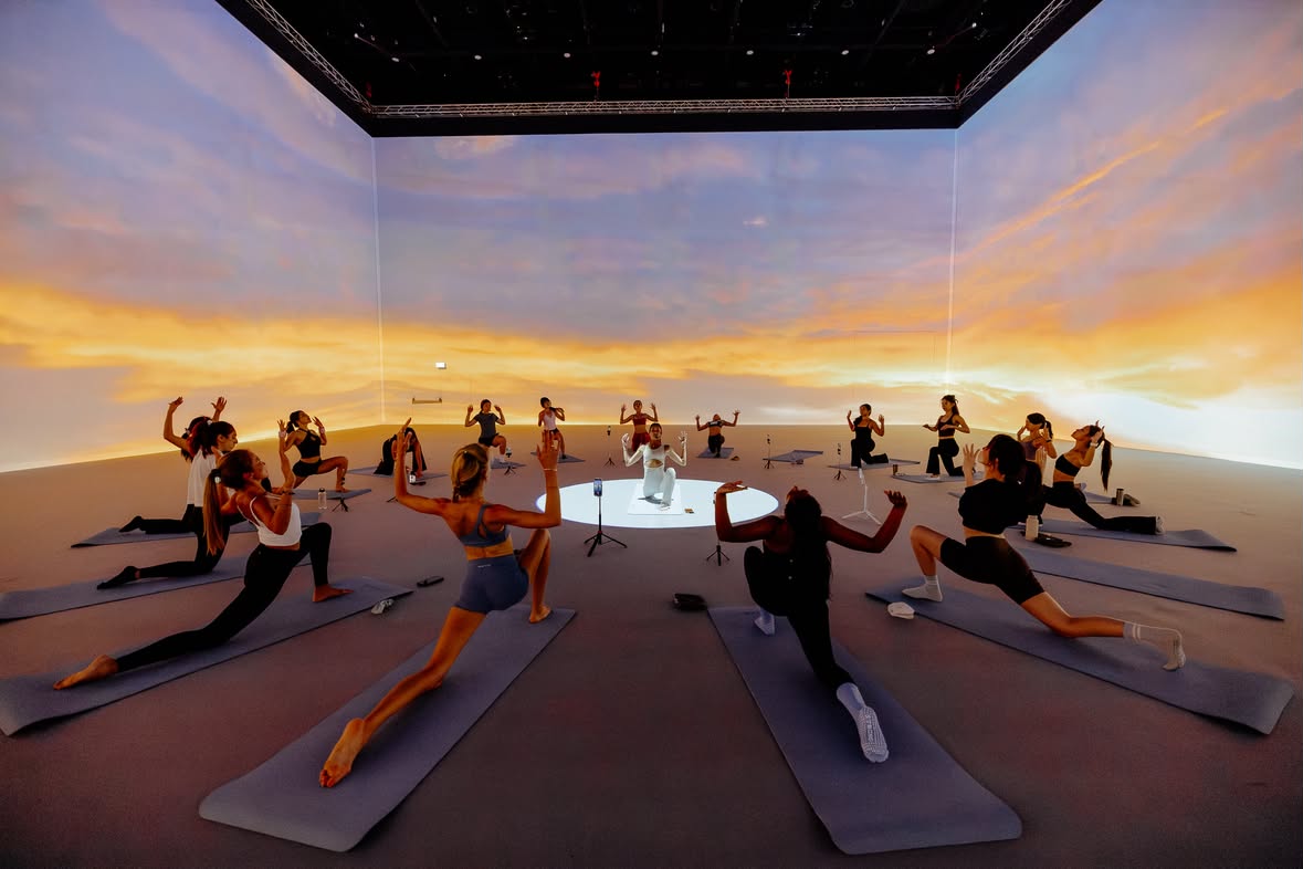 Immersive projection yoga class at Foura, Gardens by the Bay